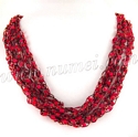 Ladder ribbon necklace Greens