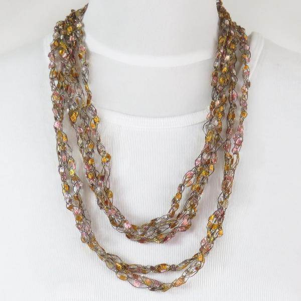 Petite Infinity Scarf Necklace 114 Tricolor Gold
