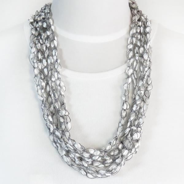 Statement Infinity Scarf Necklace 100 White/Black