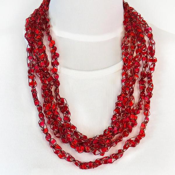Statement Infinity Scarf Necklace 42 Red
