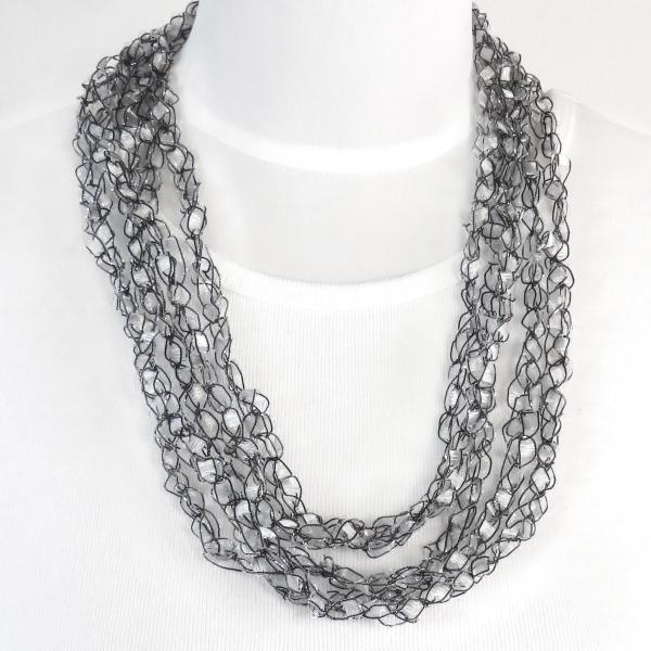Statement Infinity Scarf Necklace 90 Silver/Black