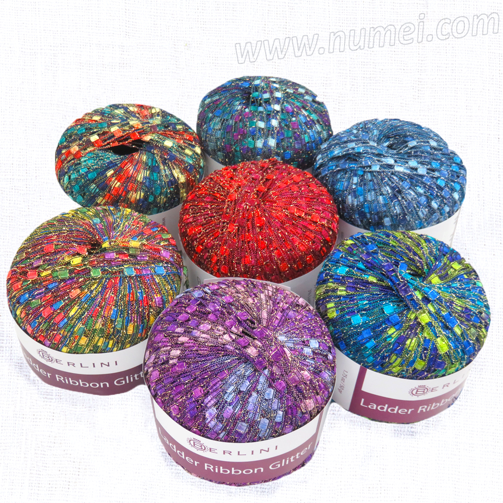 Berlini Ladder Ribbon Glitter Knitting Yarn at NuMei Yarn