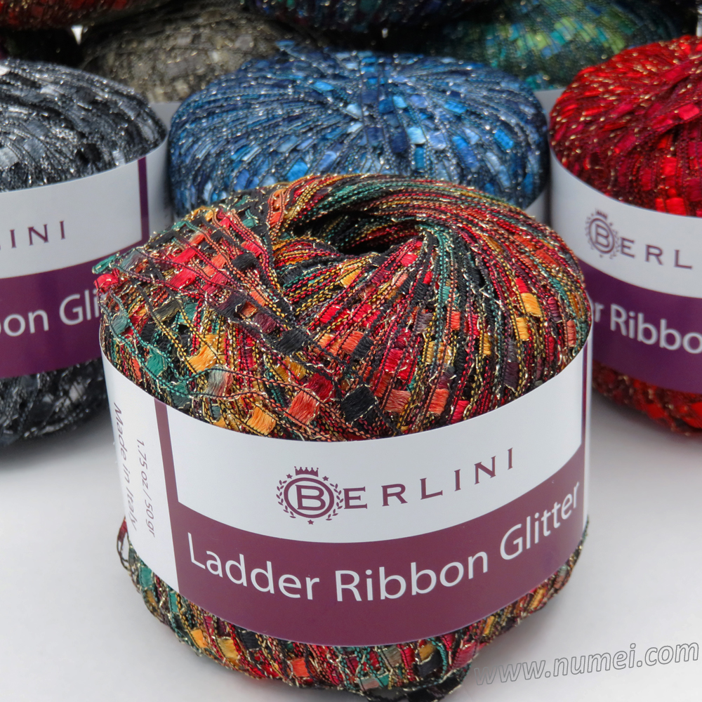 Berlini Ladder Ribbon Glitter Knitting Yarn at NuMei Yarn