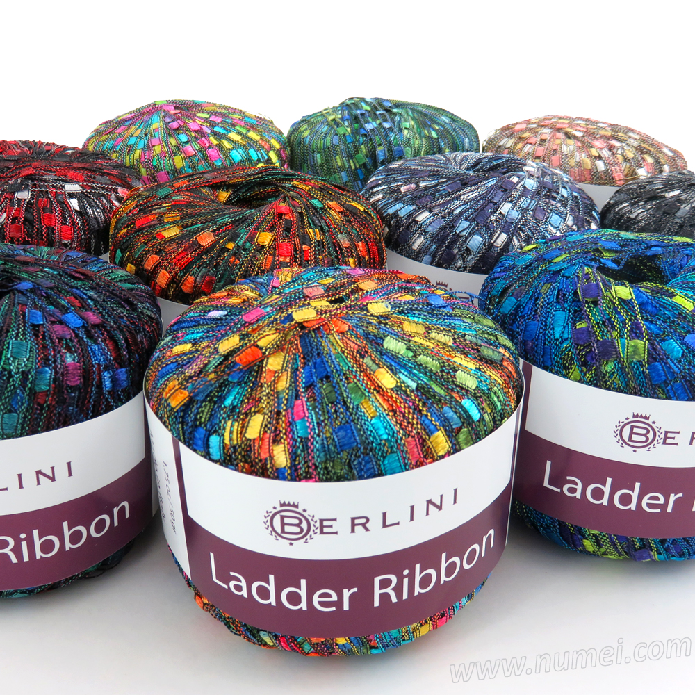 Berlini Ladder Ribbon Yarn - 50 Grams (1.75 Ounces), 142 Yards - #97  Kensington - Orchid, Blue, Teal, Bronze