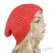 Handmade Knit Slouchy Hat - Cherry Tomato