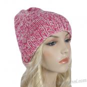 Handmade Knit Casual Winter Hat - Pink/White
