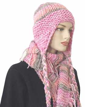 Knitting Pattern Steamboat Striped Earflap Hat and Scarf Set