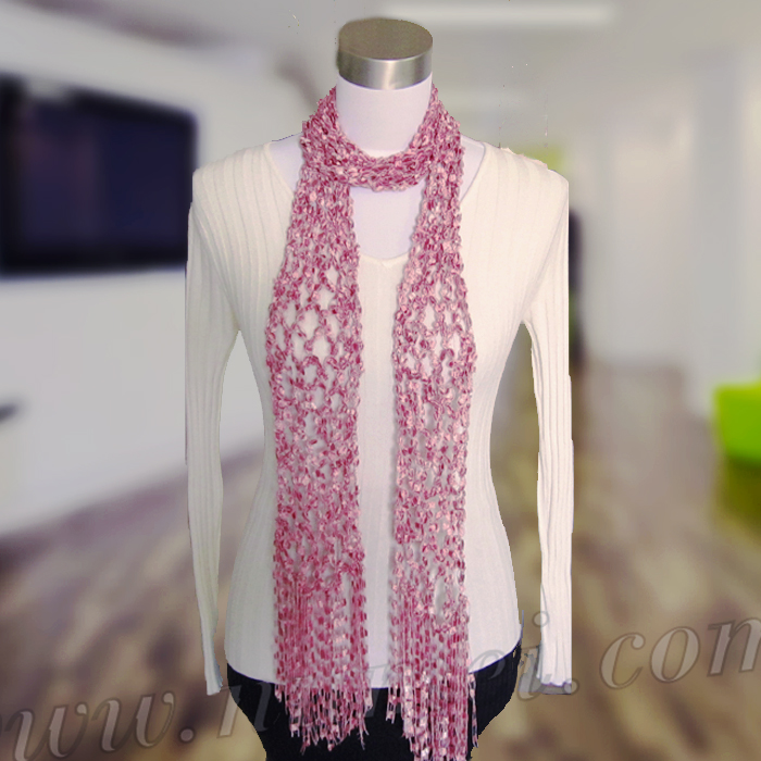 Free Crochet Pattern: Diamond Mesh Scarf (Ladder Ribbon Maxi)