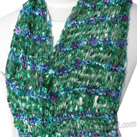 Free Knitting Pattern: SHIMMERS Ribbon and Ladder Yarn Scarf