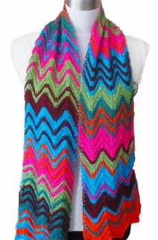 Free Knitting Pattern Pia Colorful Wave Scarf