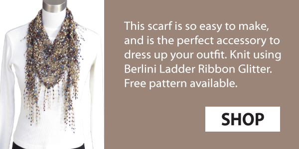Ladder Ribbon Glitter Triangle Shawl